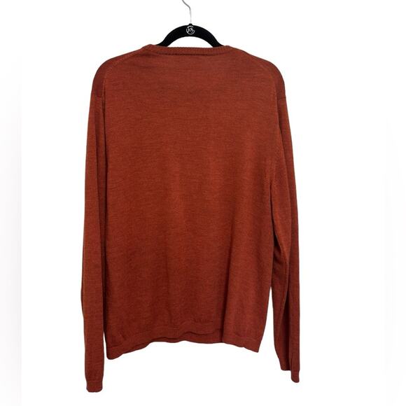 Calvin Klein Men’s 100% Merino Wool Crewneck Sweater in Rust Orange - Size L - Picture 2 of 4
